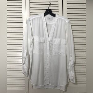 Babaton white collarless button down Aritzia